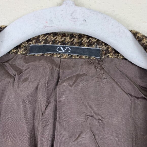 VTG Y2K Valentino Uomo Brown Check Wool Sport Coat Size 40 Retro Classiccore - Picture 3 of 8
